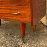 Vintage varnished teak chest of drawers 1970