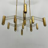 Vintage Italian brass and perspex chandelier by Zeroquattro from 70s
