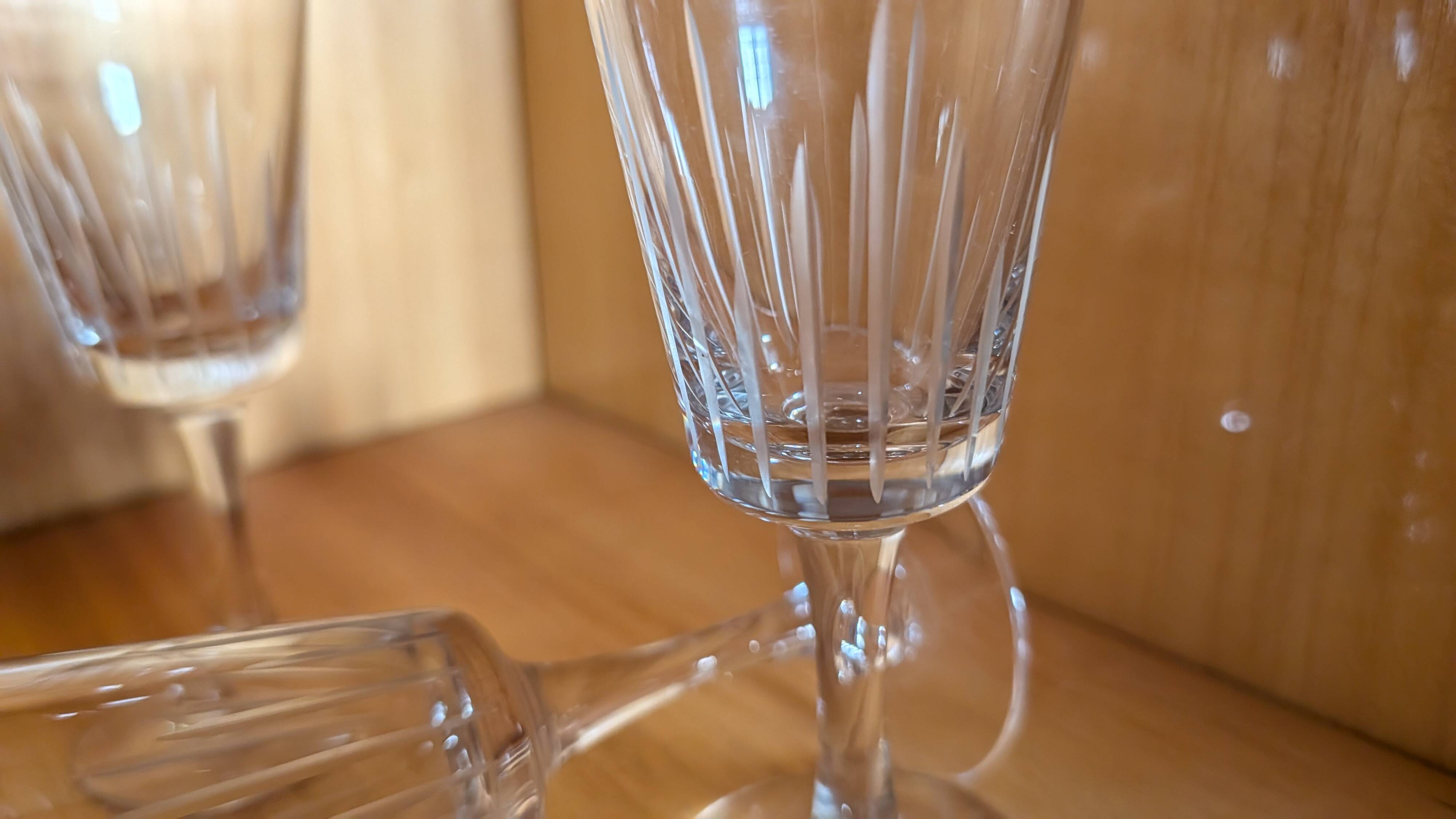 6 vintage cut glass goblets