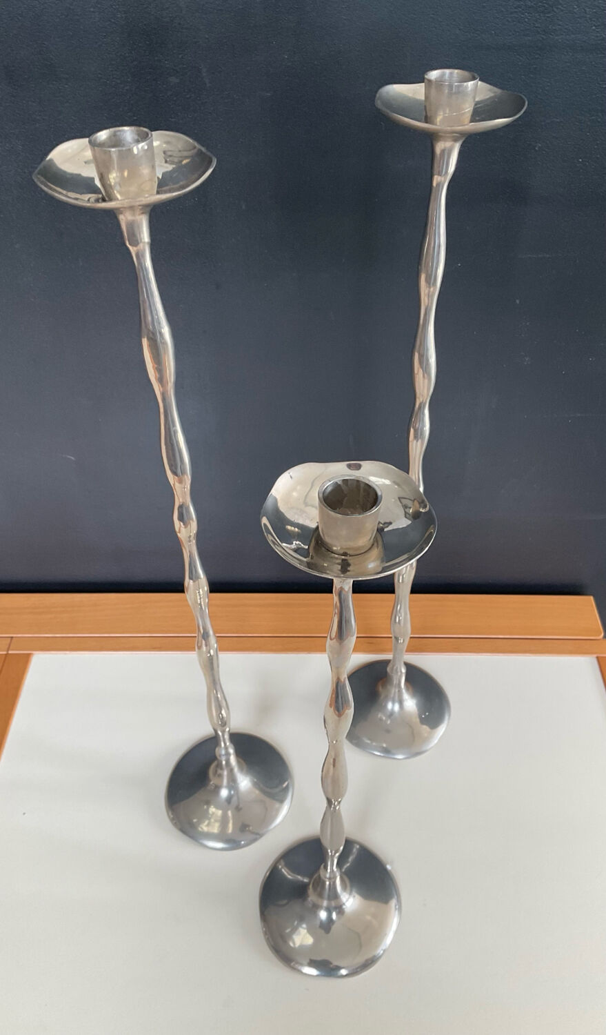 Vintage silver-plated candle holder trio