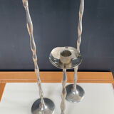 Vintage silver-plated candle holder trio