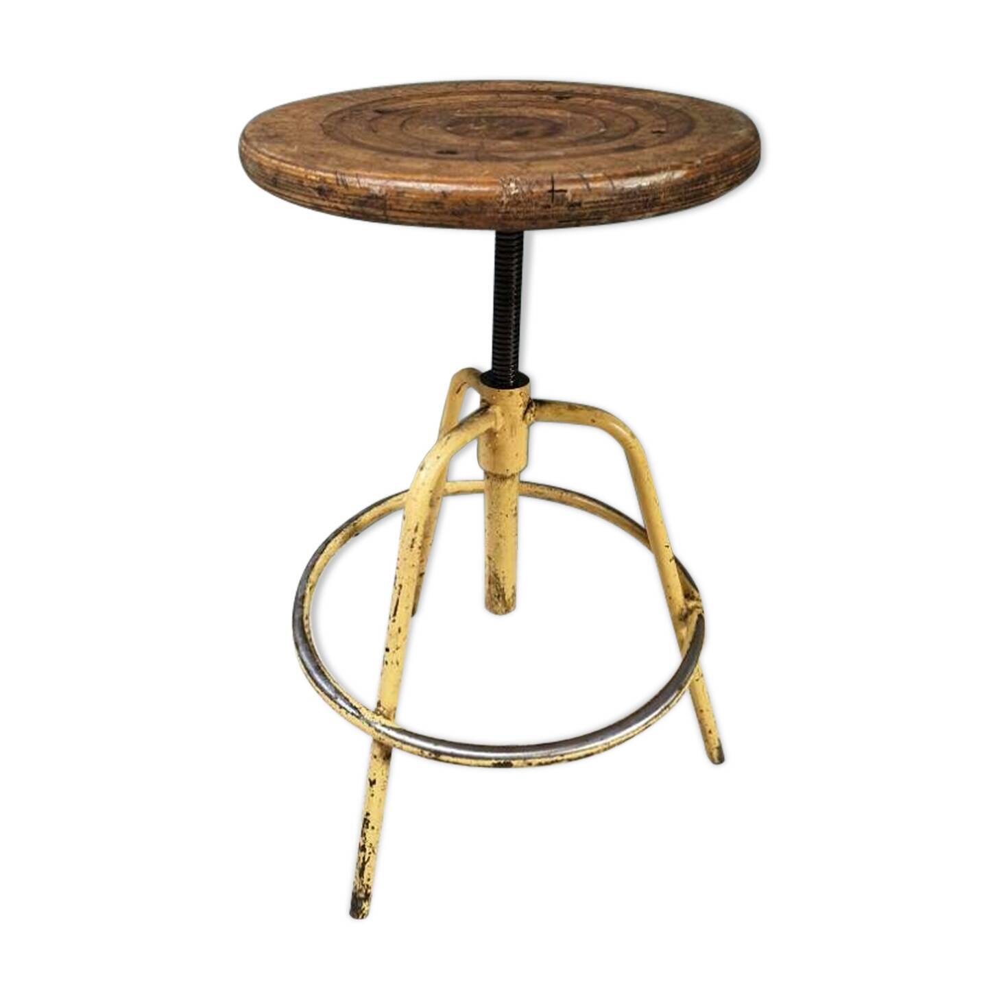 Industrial stool height-adjustable tripod yellow
