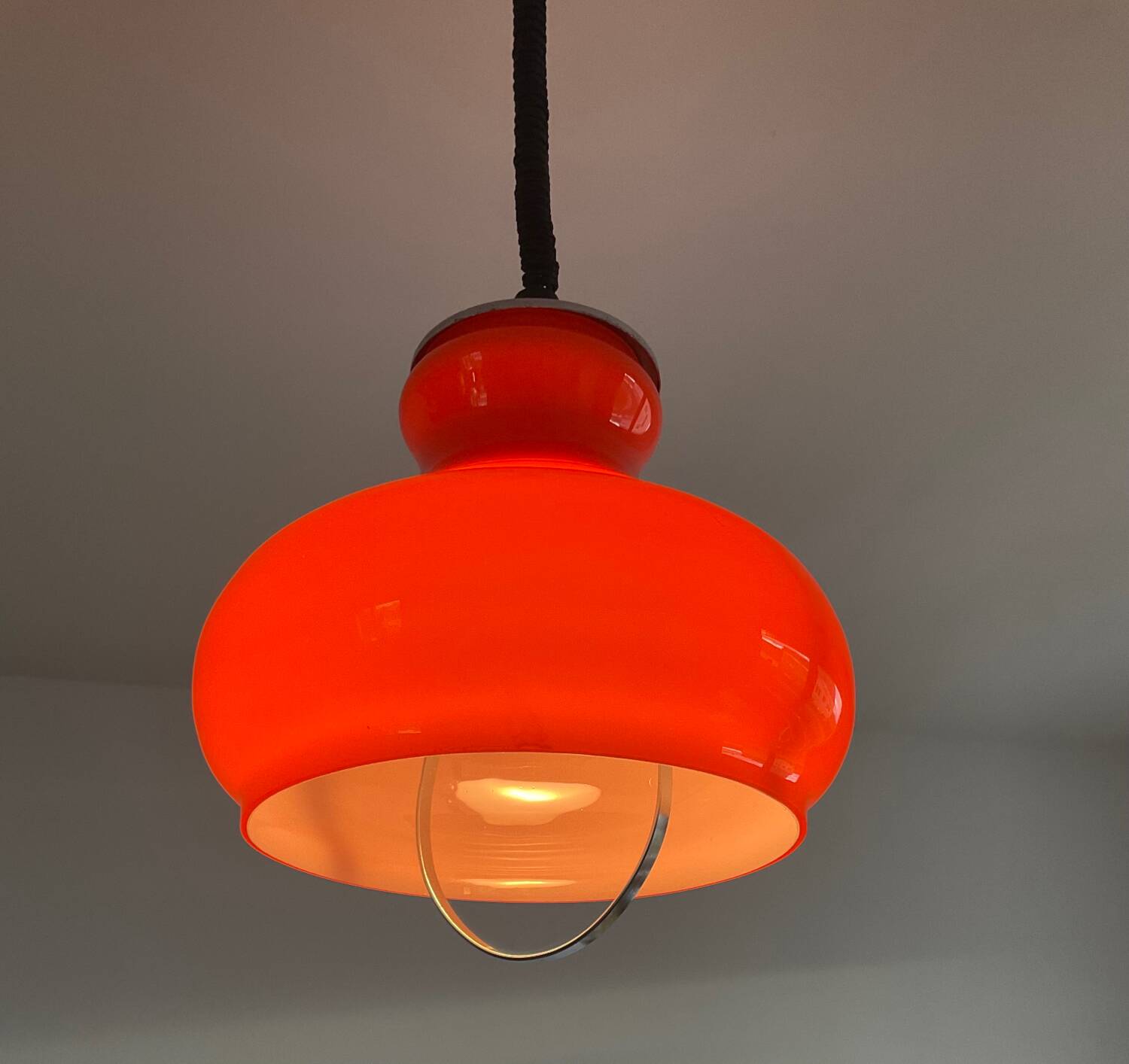 Opaline pendant light up and down from the 70s