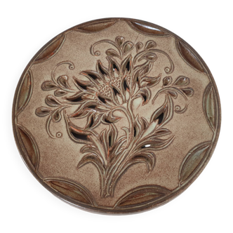 Dessous de plat en céramique motif floral signé Fonck et Matéo (Vallauris)