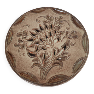 Dessous de plat en céramique motif floral signé Fonck et Matéo (Vallauris)