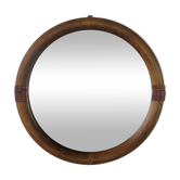 Miroir rond vintage rotin