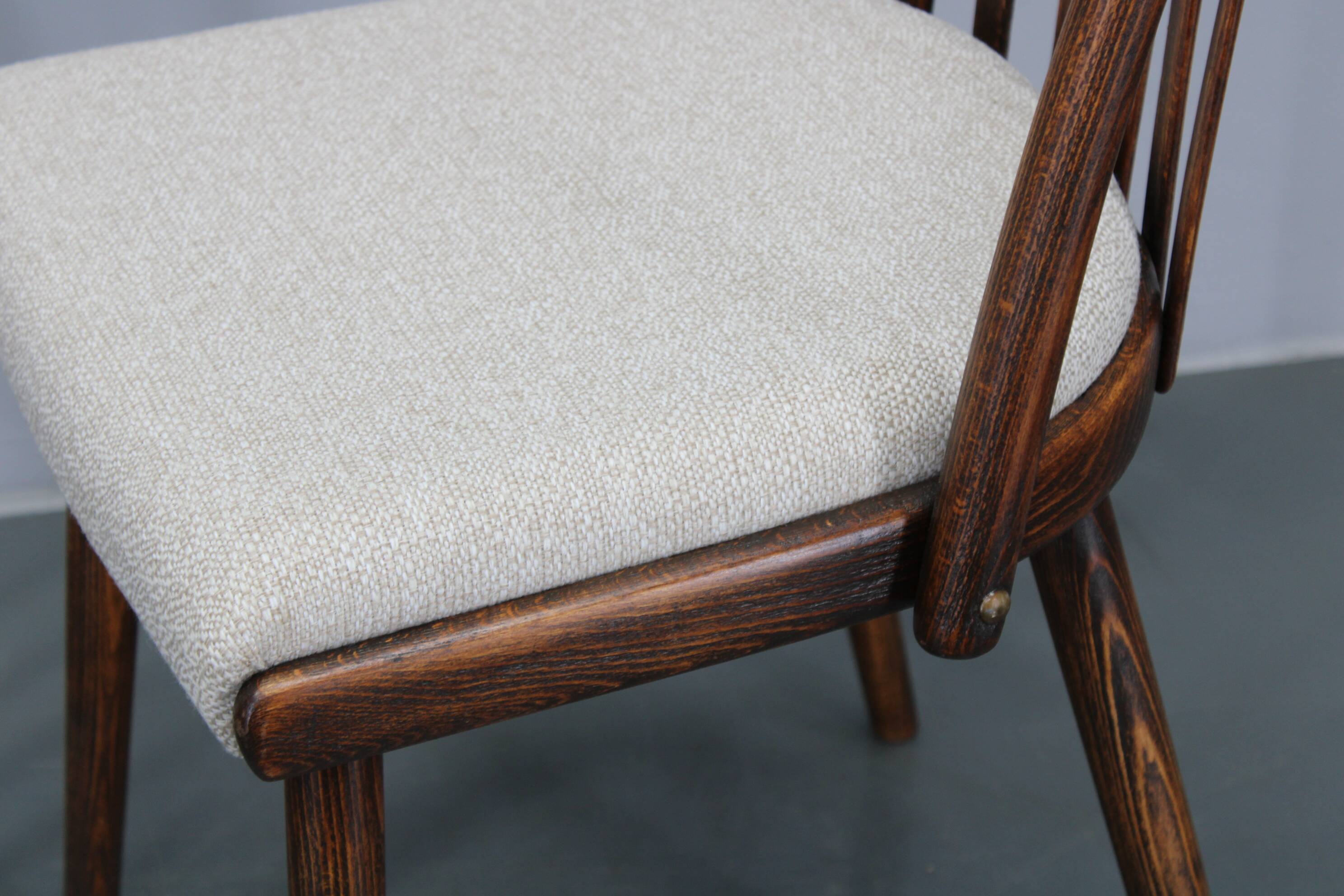 1960s Antonin Suman Set of Six Beech Dining Chairs, Restored