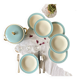 Set of 6 antique Boch et Frères Kéralux blue earthenware soup plates