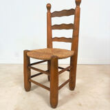 Vintage wooden chair with rush seating