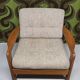Fauteuil lounge scandinave en teck massif & ottoman 60/70