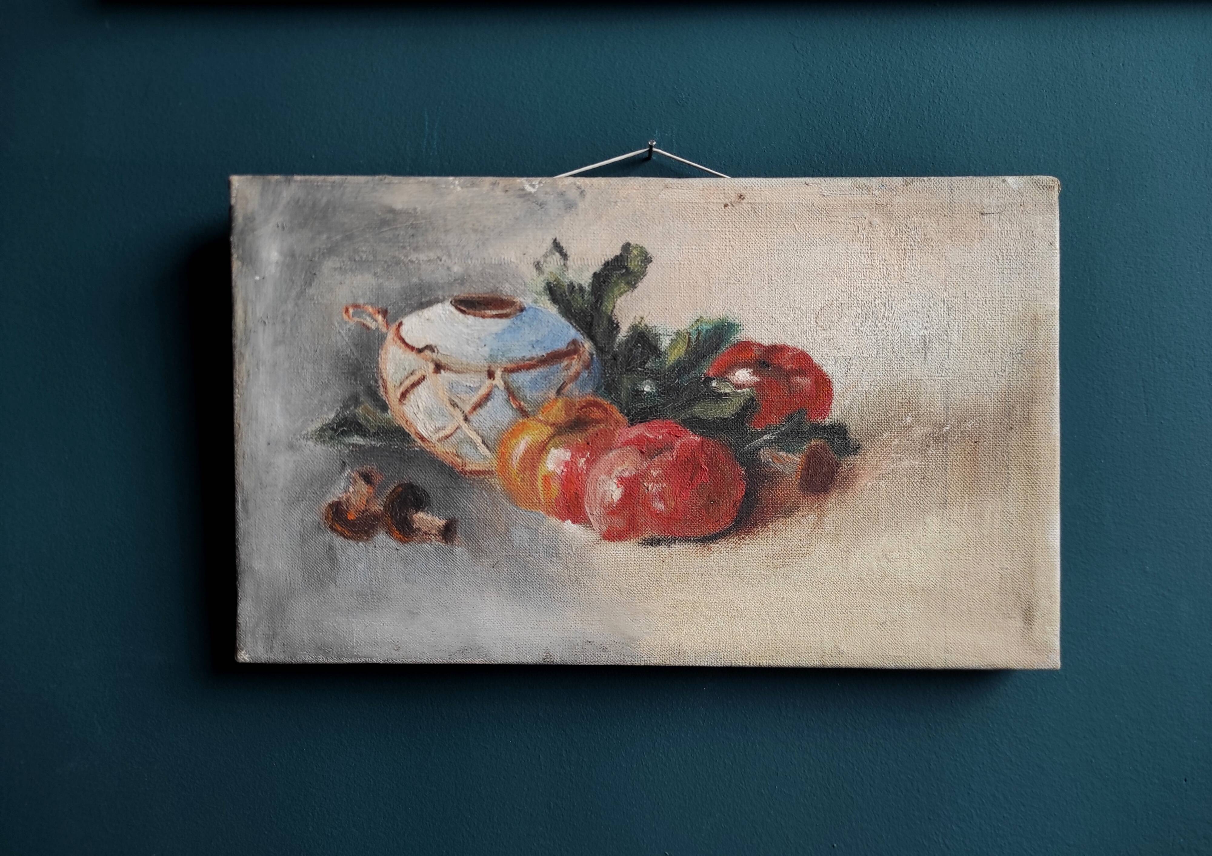 French vintage still life, oil on canvas