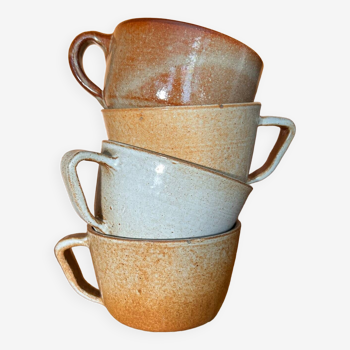 4 vintage stoneware cups