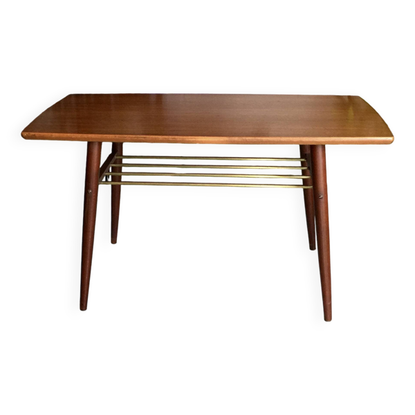 Table basse scandinave teck forme tonneau 1960