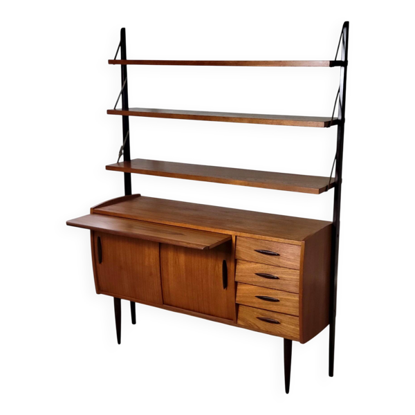 Meuble mural autoportant vintage suédois avec bureau. — Beyit