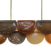Contemporary Elongated Brown and Gold Murano Glass and Brass Ceiling Lamp, Italy