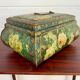 Old and large lithographed sheet metal box Japanese decoration