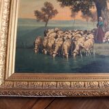 Huile sur toile Hector Merle encadrée, XIXème s.