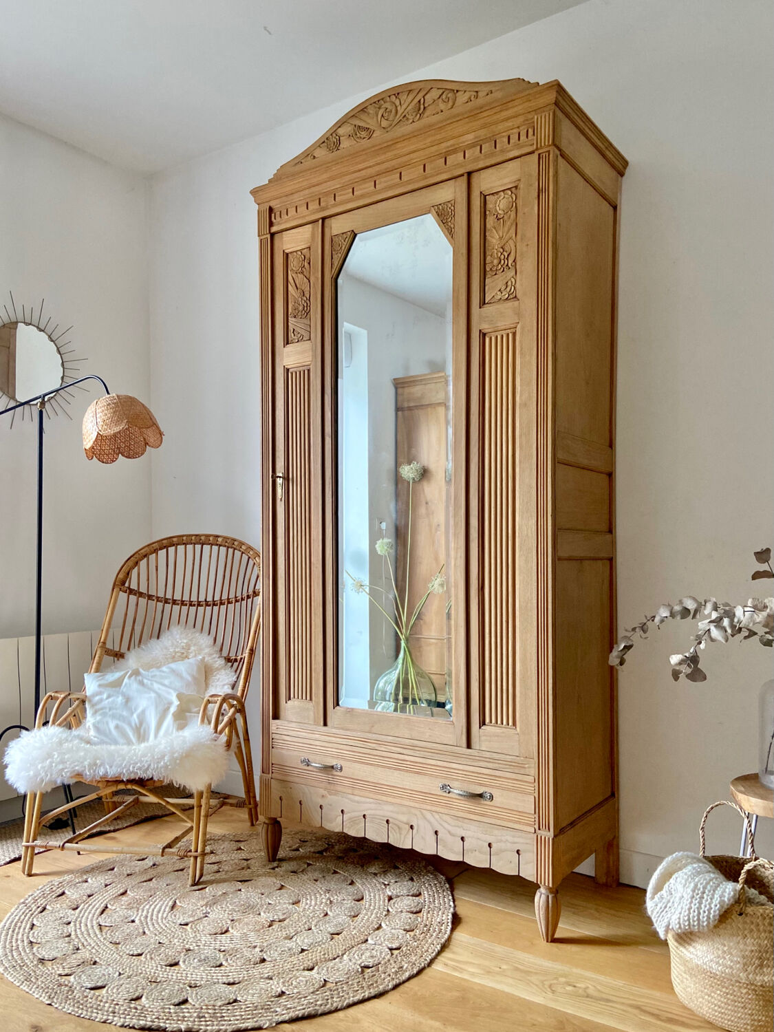 Parisian art deco cabinet 1930 in raw wood