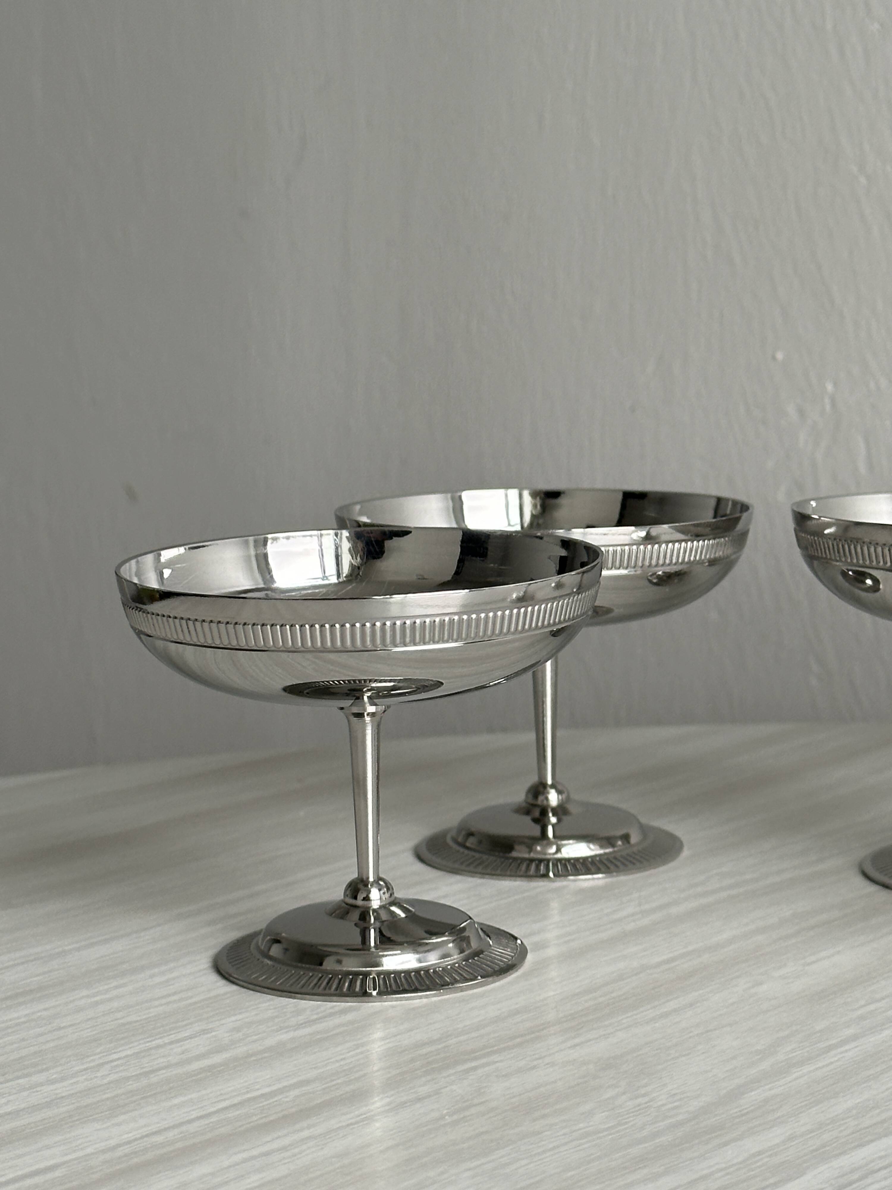 Set of Letang Remy style stainless steel footed cups