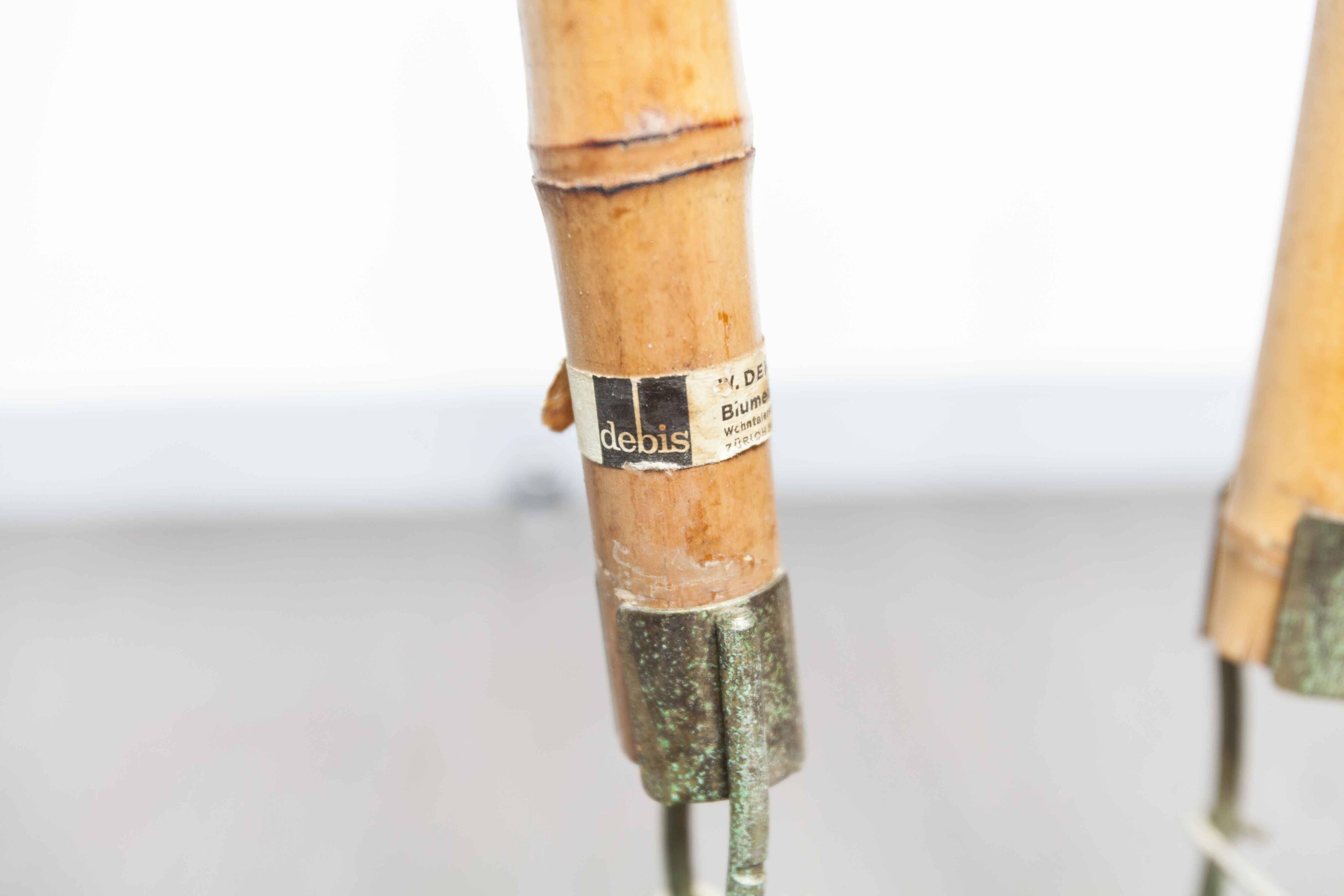 Indoor rotating plant holder 1960 bamboo and brass