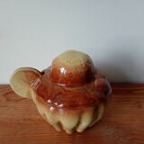 Brioche-shaped slipware pot/sugar bowl