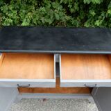 Superbe buffet parisien art déco gris patiné et noir