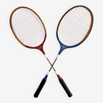 Vintage wooden badminton rackets