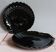 2 black opaline moulded glass shell-shaped bowls, circa 1980.