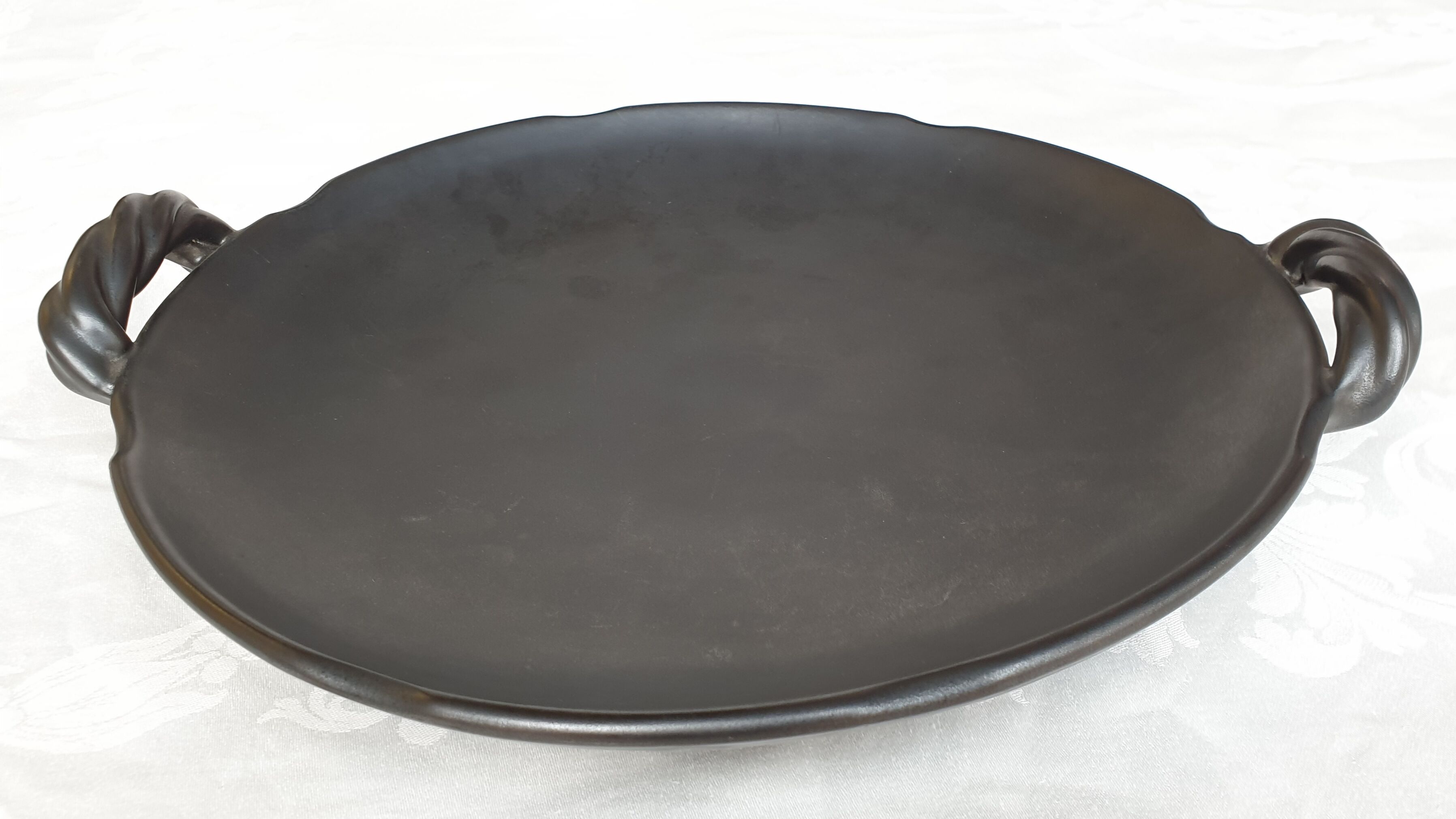 Rare ceramic dish ceramony vallauris vintage lustrous black