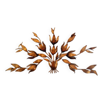 Monumental Vintage Wall Lamp with Golden Leaf Decor by Hans Kögl, 1960s