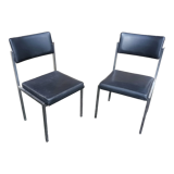 Paire de chaises OEM Strafor 1960 skaï métal chromé