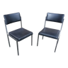 Pair of OEM Strafor 1960 leatherette chrome metal chairs