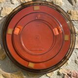 Vintage round smoked plastic mirror, circa 1970s.