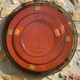 Vintage round smoked plastic mirror, circa 1970s.