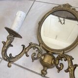 Wall Mirror Sconce Golden Pediment Candle Holder Chandelier France Louis Style