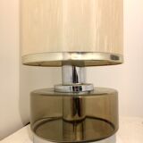 Vintage table lamp smoked glass and stainless 19x stainless steel