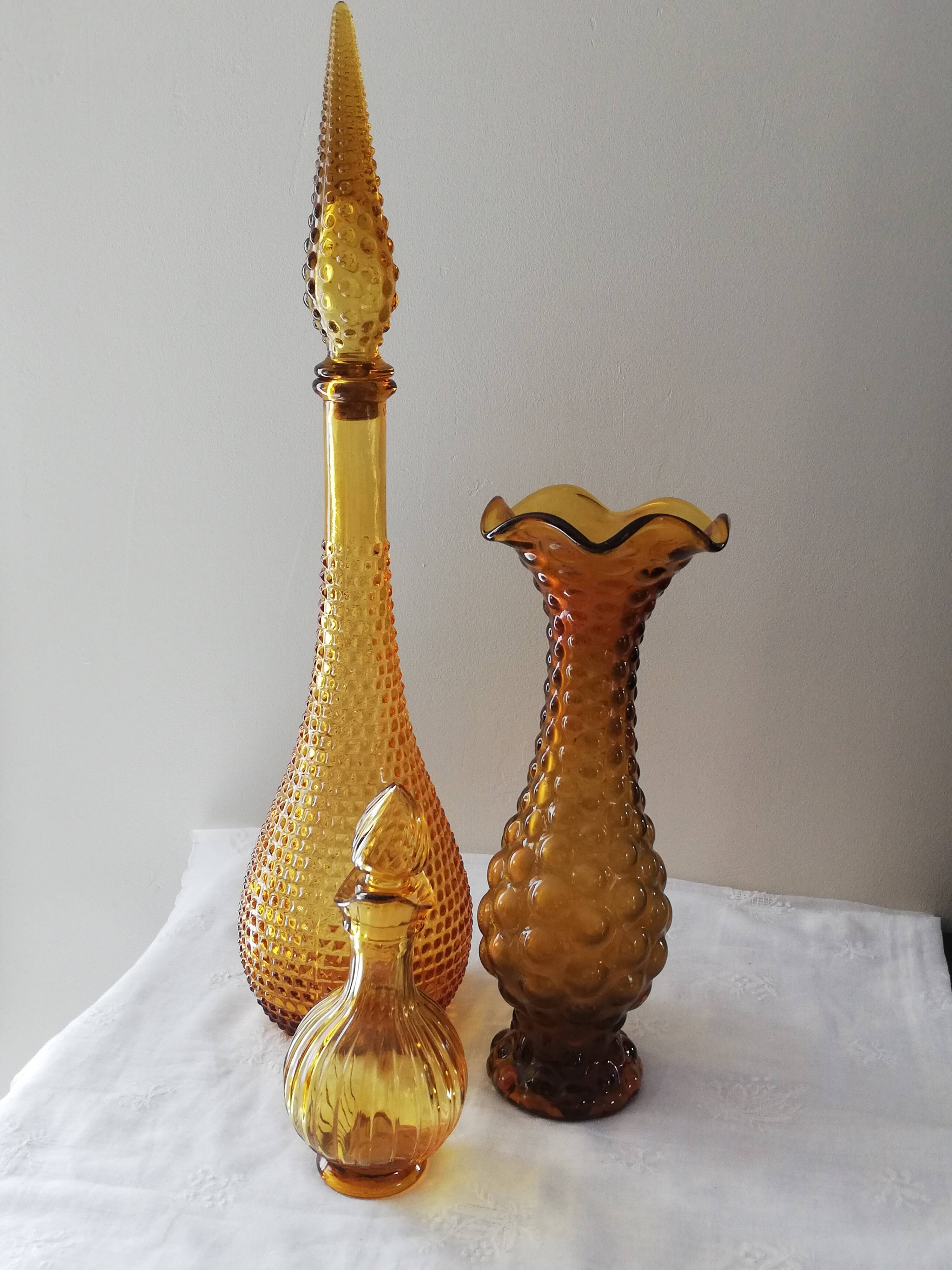 Vintage amber Italian carafe