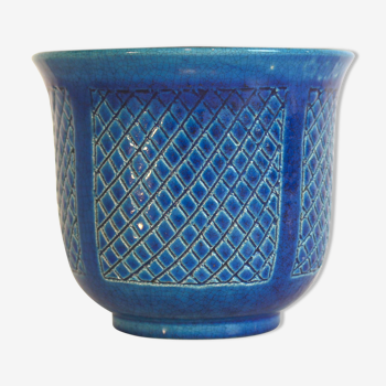 Enameled ceramic blue pot of Pol San signed