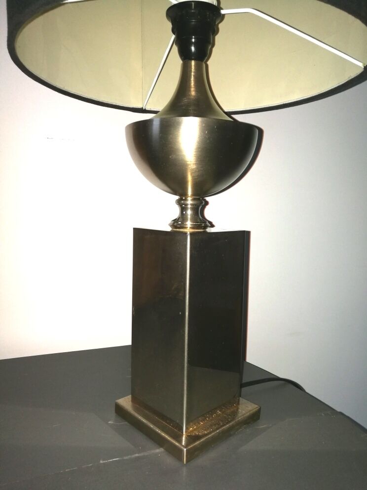 Lampe métal brossé or 1970