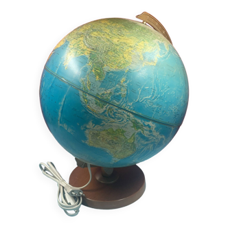 Mappemonde, globe terrestre  replogle Horizon Mondiale, Chicago 1970, fonctionne