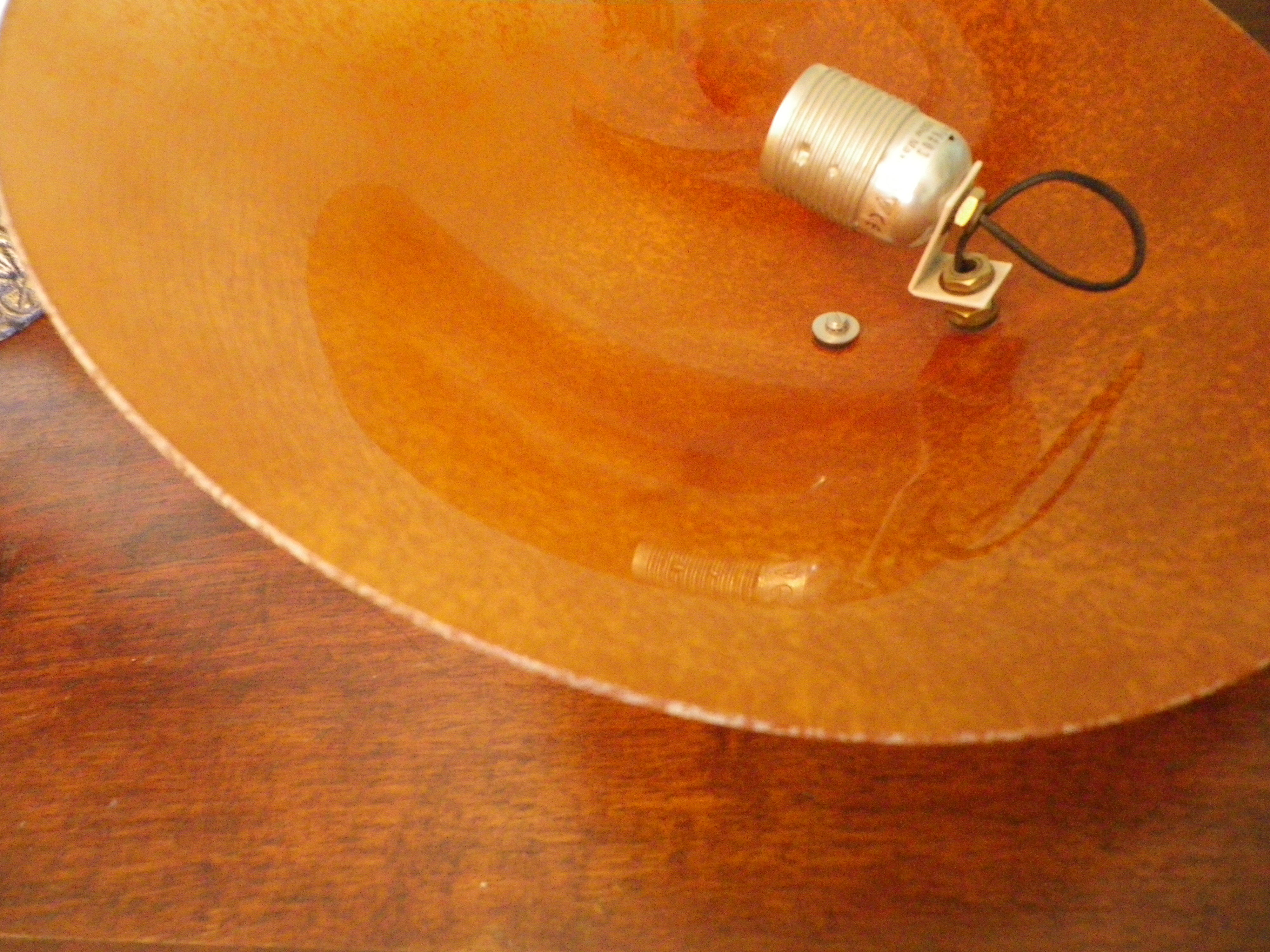 Asymmetrical hanging lamp with orange lampshade 70s/80s