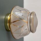 Vintage Art Deco white and gold glass globe wall/ceiling light.