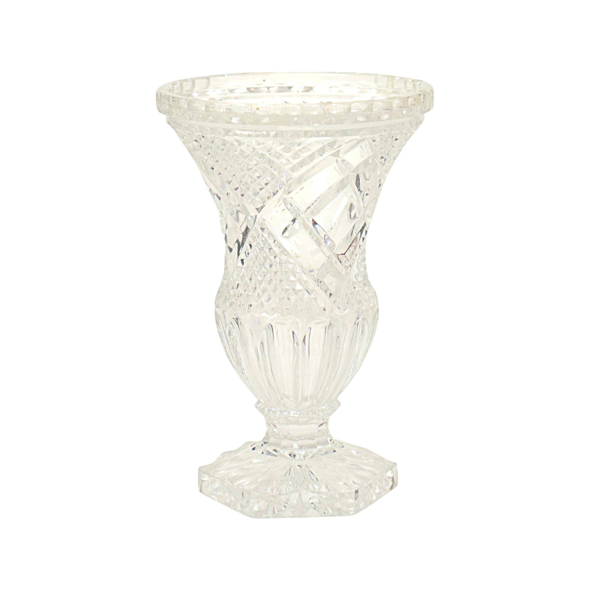 Vintage Vase Bohemian Crystal Diamond Pattern Medici 23cm