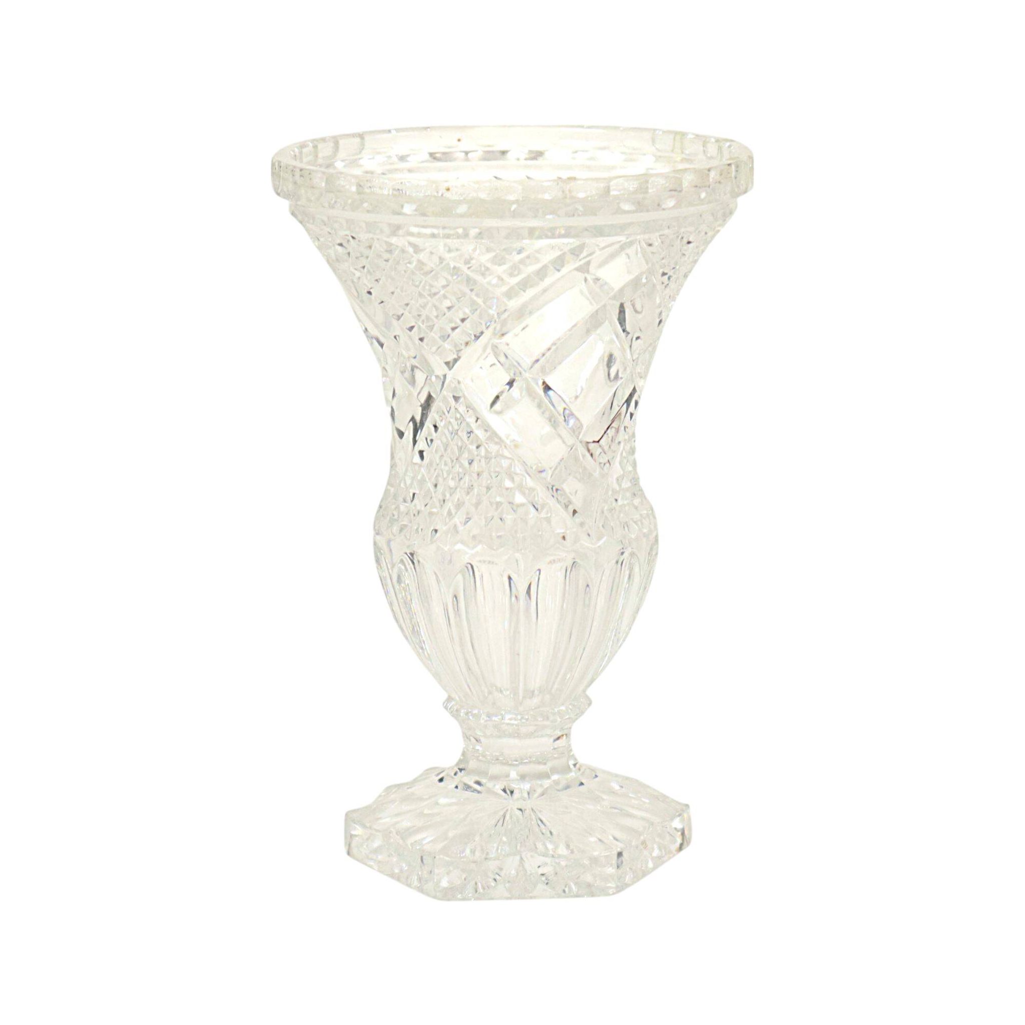 Vintage Vase Bohemian Crystal Diamond Pattern Medici 23cm