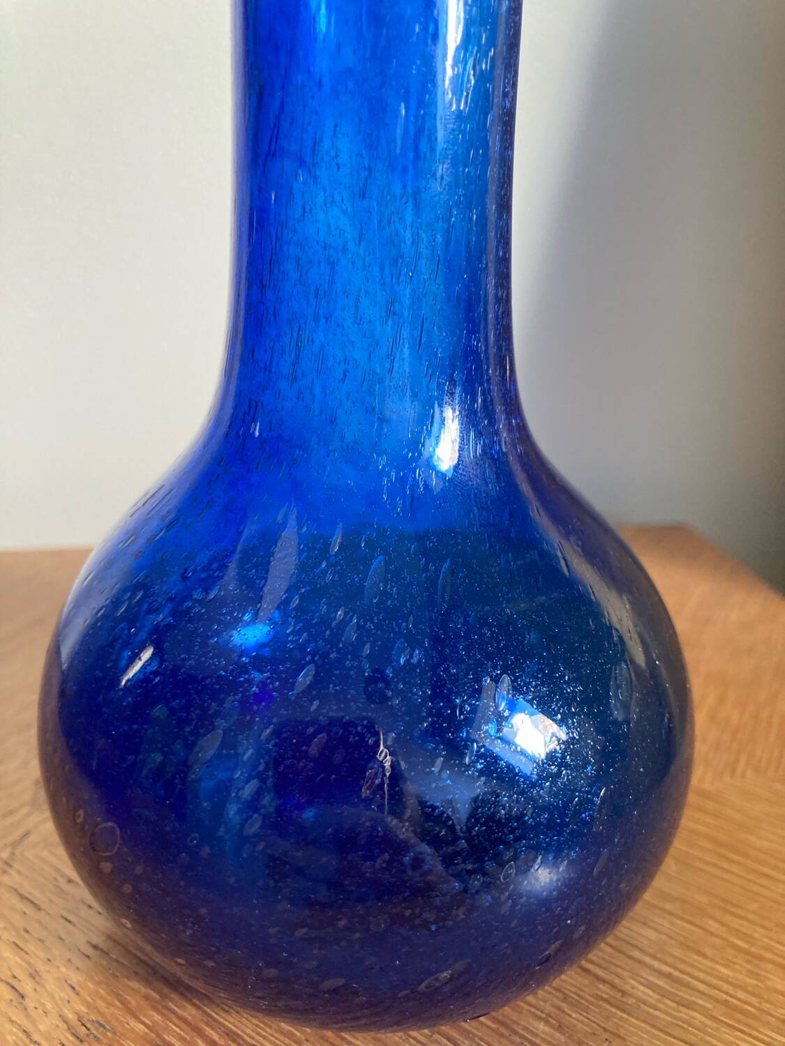 Blue blown glass vase