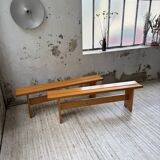 Pair of Charlotte Perriand Les Arcs pine benches