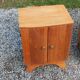 Pair of vintage bedside tables in blond and gilded oak from the 50s