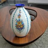 Boch La Louvière vase with a floral decoration in cracked faience