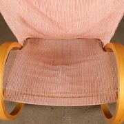 Vintage armchair from the 1970s in wood and fabric, Italy.