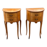 Pair of Louis XV bedside tables in wood and marquetry with drawers